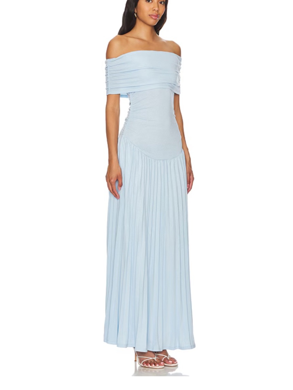 Field of Dreams Elegant Pale Blue Pleated Maxi Dress